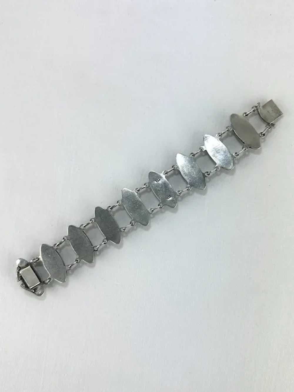 Vintage Sterling Silver Jasper Link Bracelet - image 5