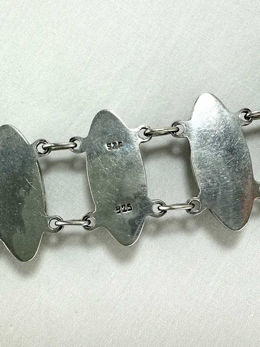 Vintage Sterling Silver Jasper Link Bracelet - image 6