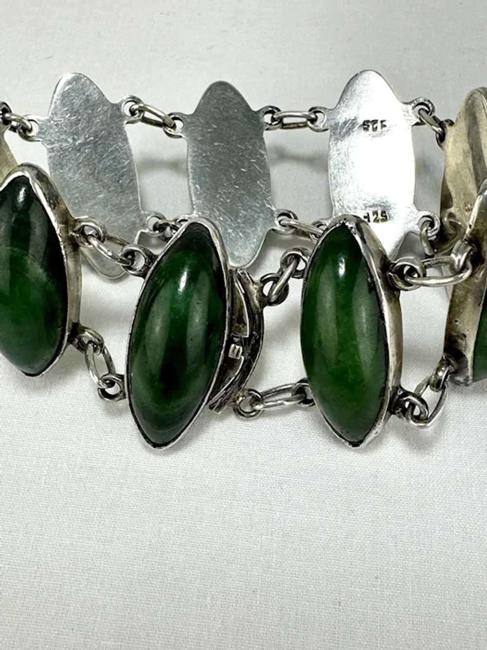 Vintage Sterling Silver Jasper Link Bracelet - image 7