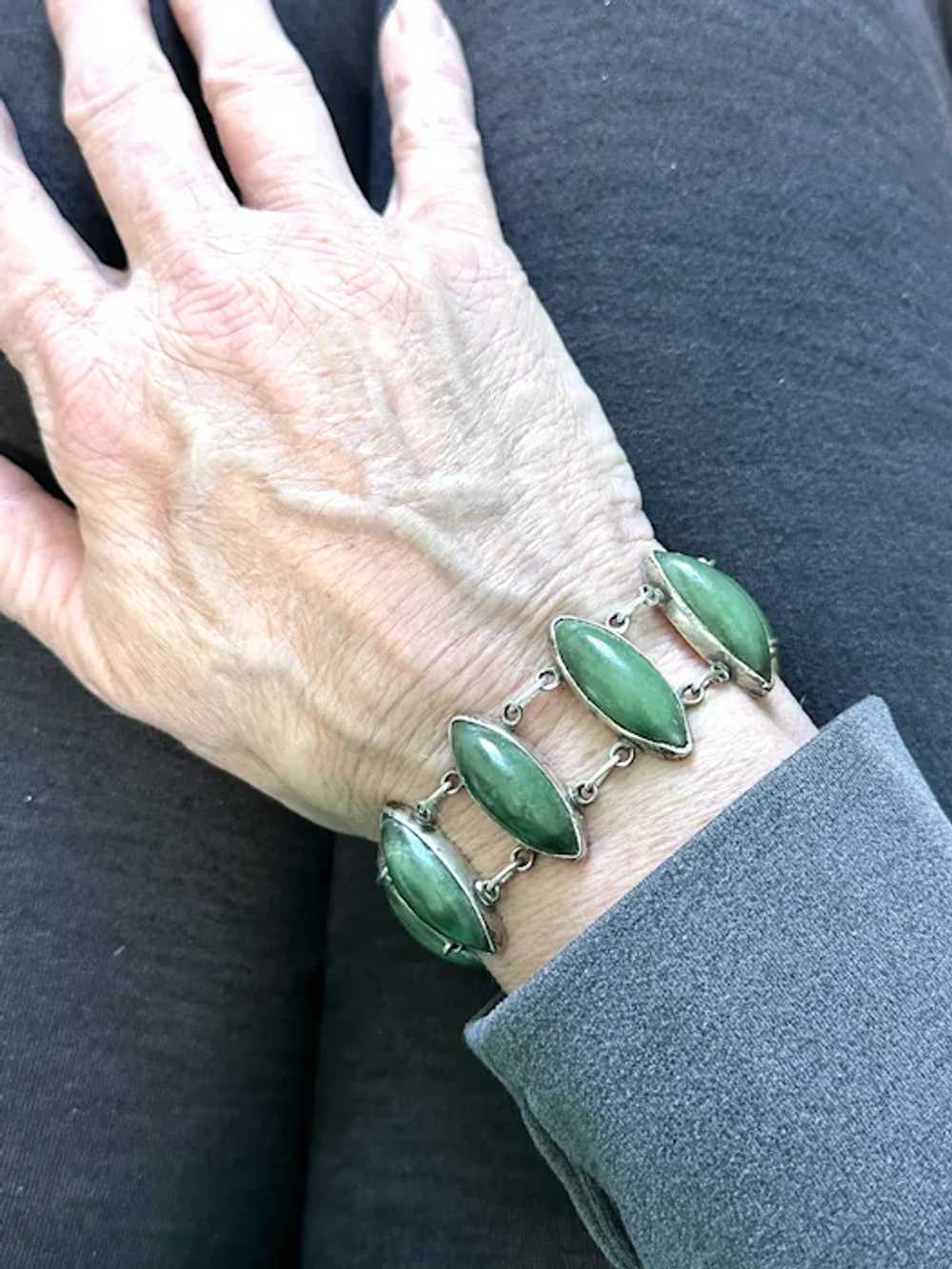 Vintage Sterling Silver Jasper Link Bracelet - image 8