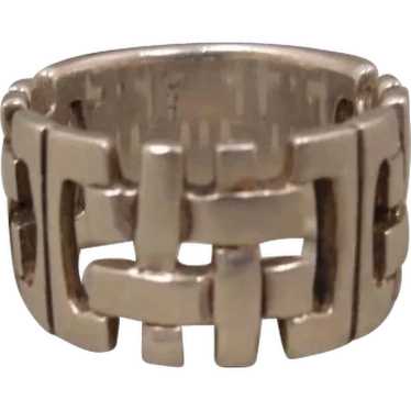 Sterling Woven Design Modernist Ring Band - image 1