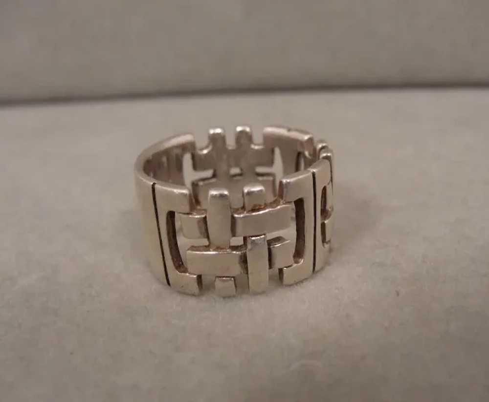 Sterling Woven Design Modernist Ring Band - image 2