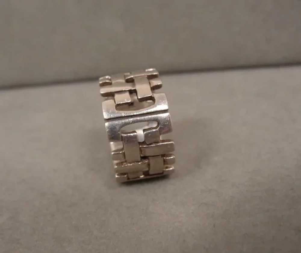 Sterling Woven Design Modernist Ring Band - image 4