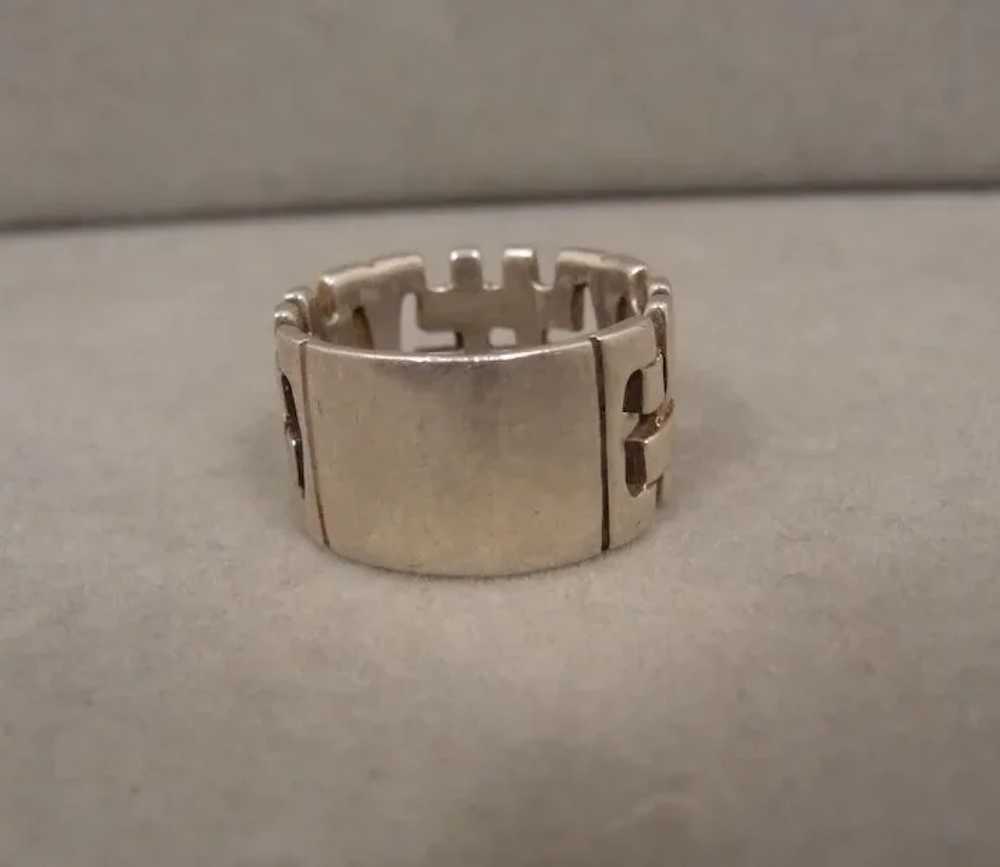 Sterling Woven Design Modernist Ring Band - image 5