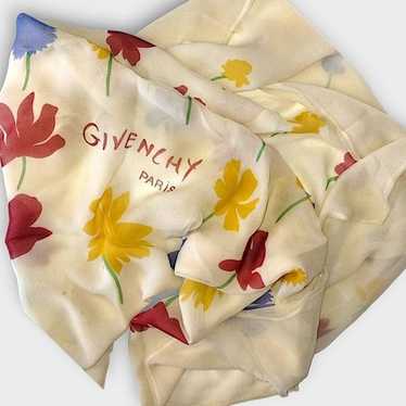 Givenchy Silk Scarf 34x34 Vintage Cream Red Yello… - image 1