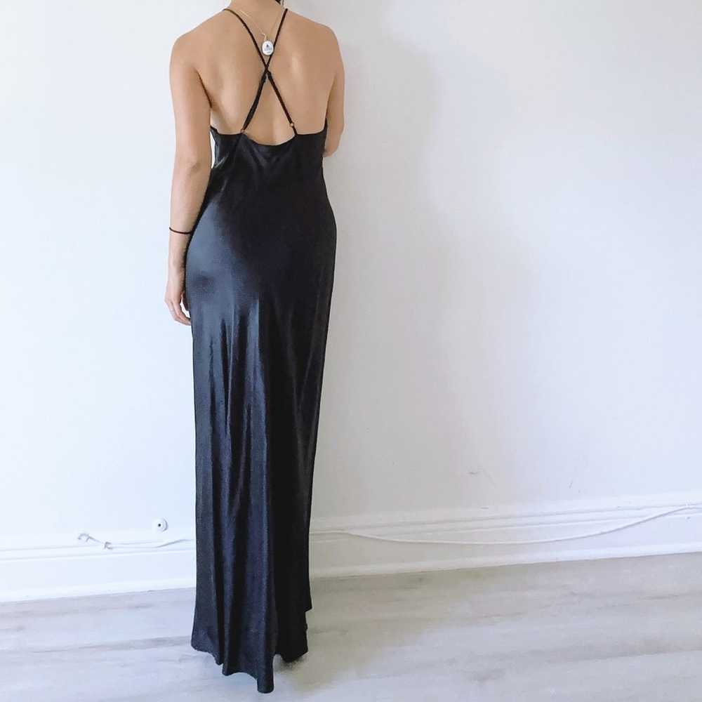 Rare Vintage 100% silk charmeuse Halter Maxi Slip… - image 2