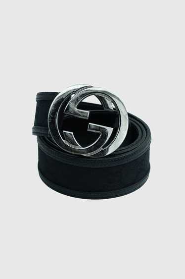 Gucci GUCCI Vintage GG Web Belt Black Leather Luxu