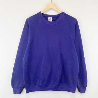 Vintage 90s Blank Purple Jerzees Sweatshirt Mens … - image 1