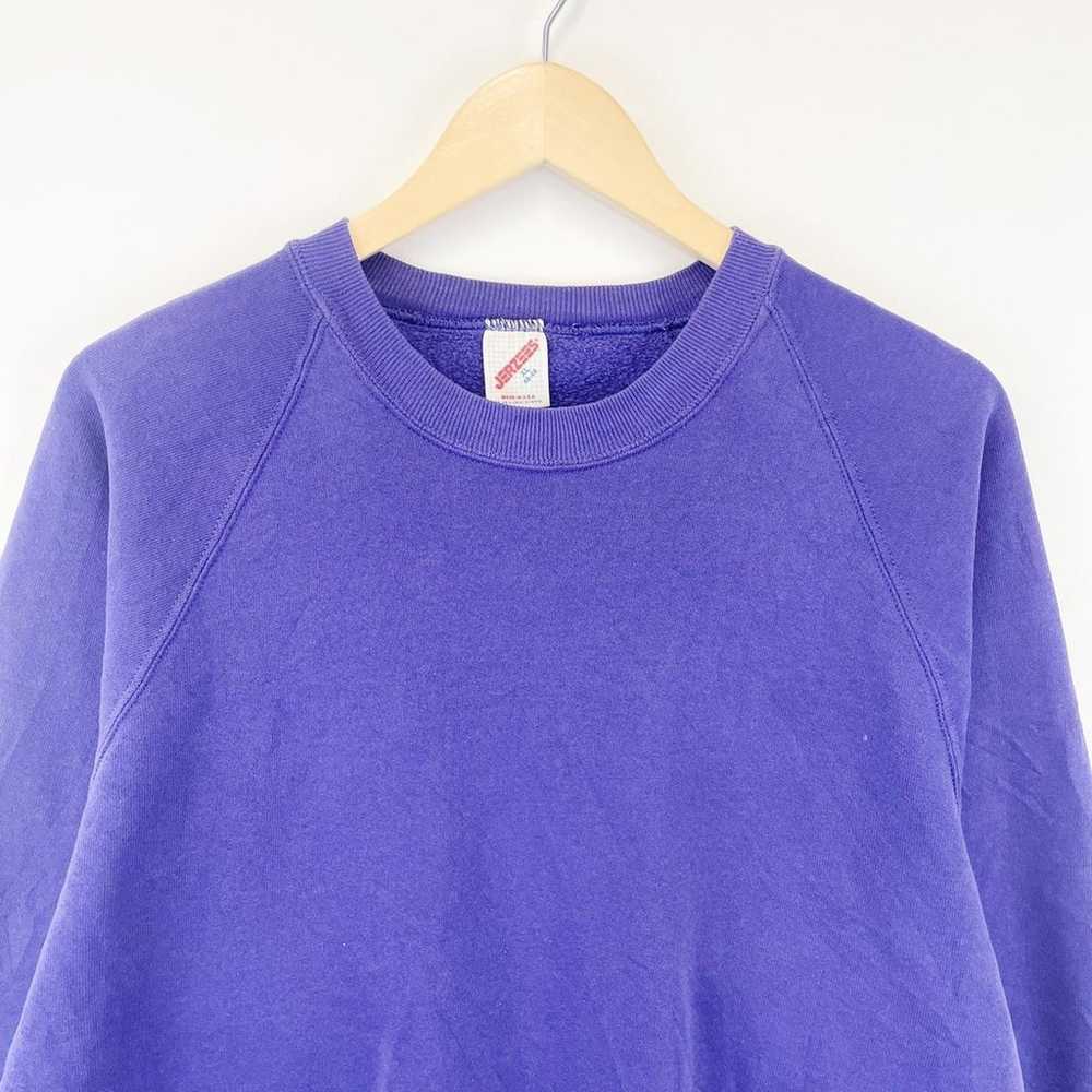 Vintage 90s Blank Purple Jerzees Sweatshirt Mens … - image 2