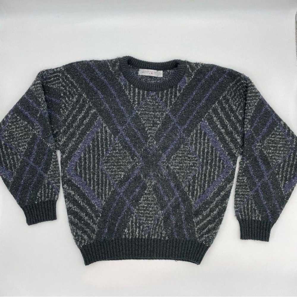 Vintage Jantzen Sweater Men Pullover Argyle Geome… - image 1