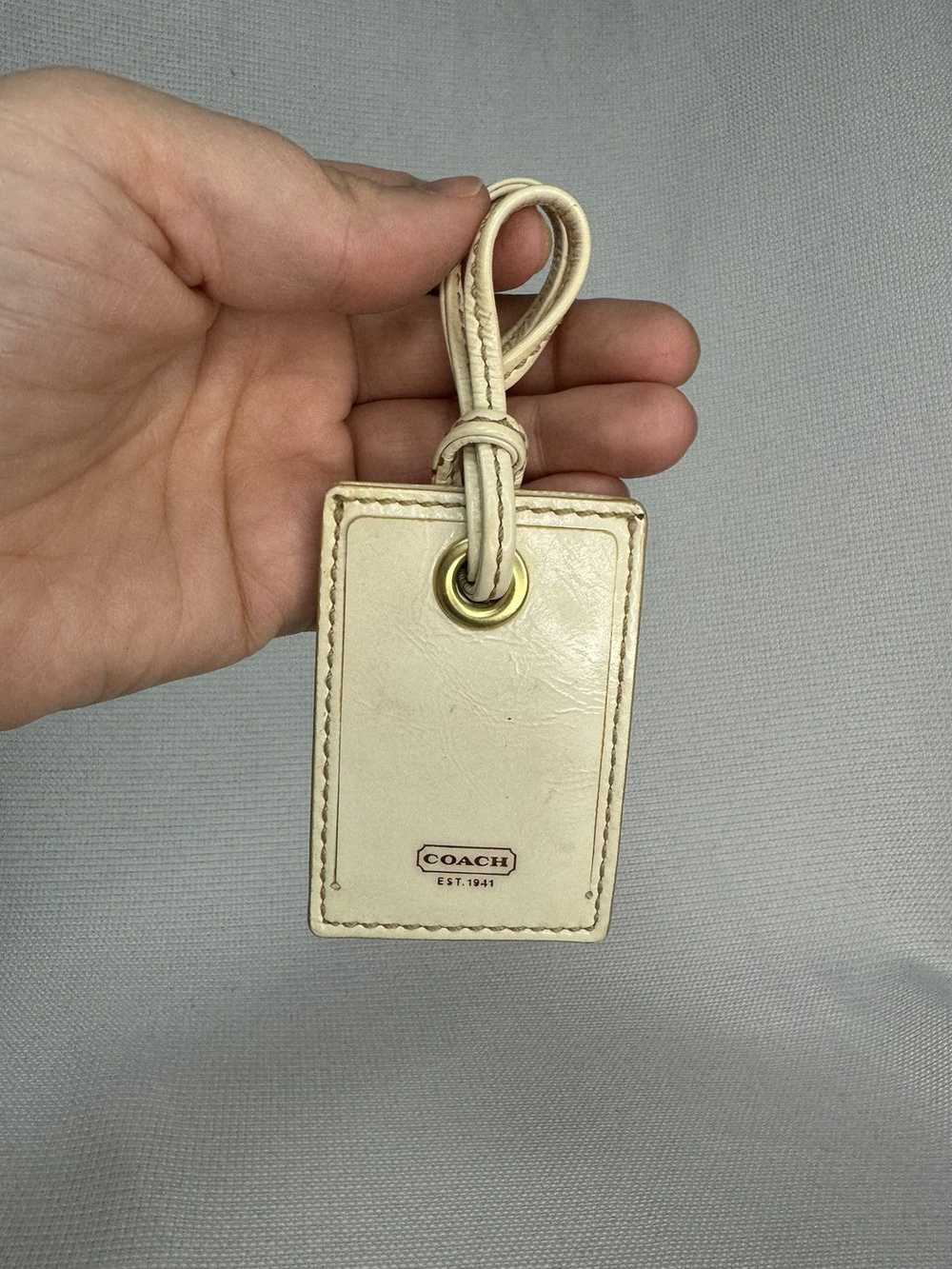 Coach Coach Ivory Patent Leather Bag Charm Hang T… - image 1