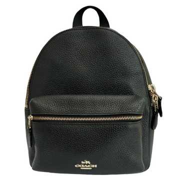 Coach Mini Charlie Backpack in Pebble Leather Blac