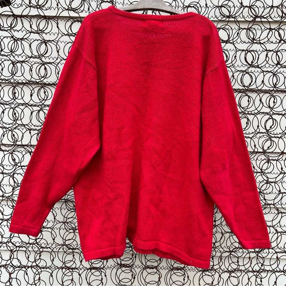 Vintage oversize VOLUP knit red holiday sweater b… - image 2