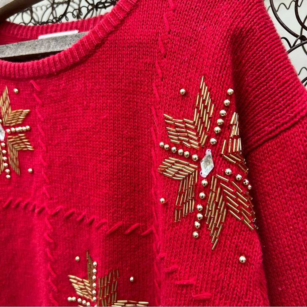 Vintage oversize VOLUP knit red holiday sweater b… - image 3