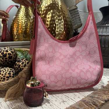 Coach pink jacquard logo bag with free coach perf… - image 1