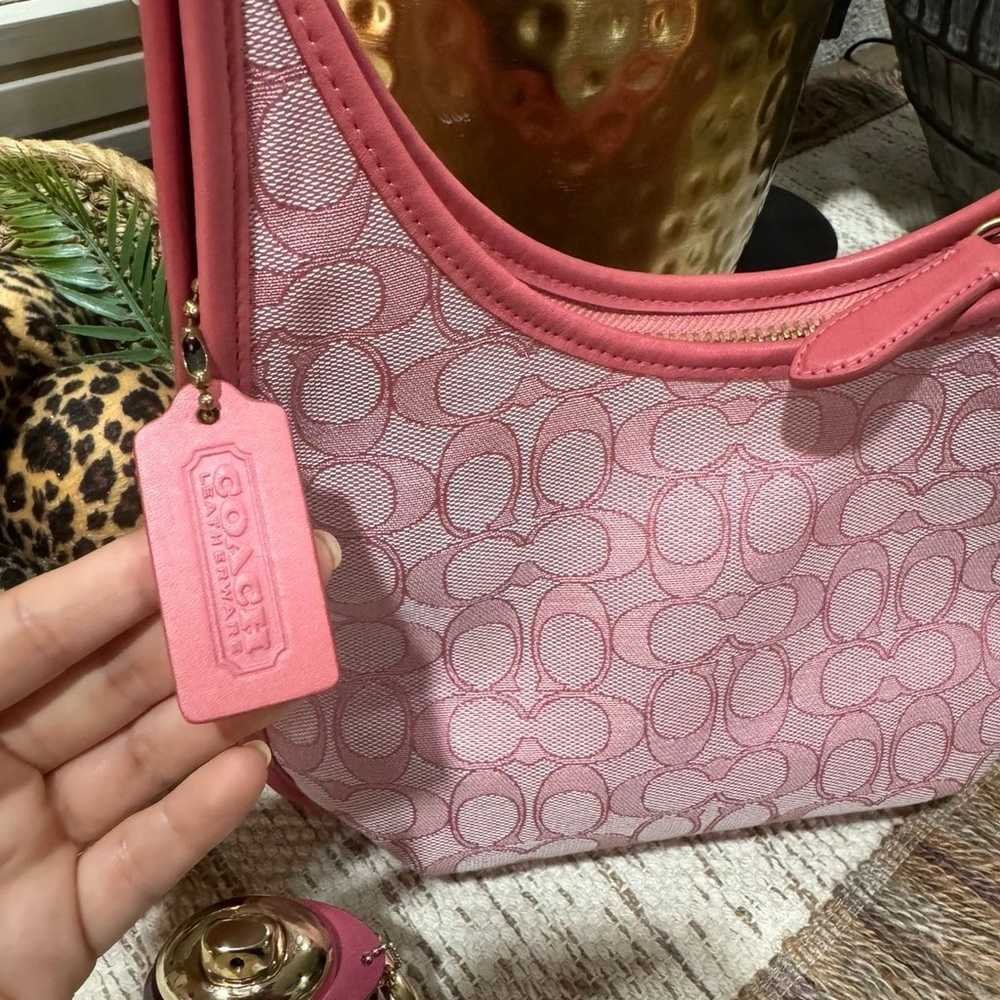 Coach pink jacquard logo bag with free coach perf… - image 4