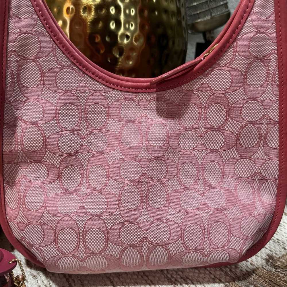 Coach pink jacquard logo bag with free coach perf… - image 5