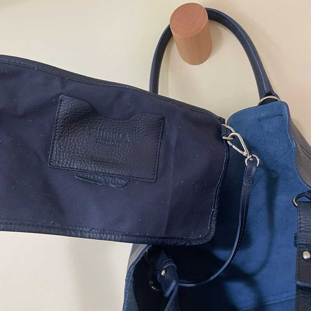 Shinola Detroit Blue Leather Tote Bag - image 5