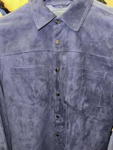 Blank Nyc Blank NYC Blue Leather Suede Jacket Men’
