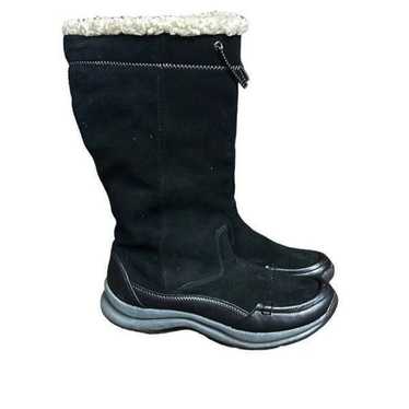 Lands’ End black suede tall Winter boots size 8