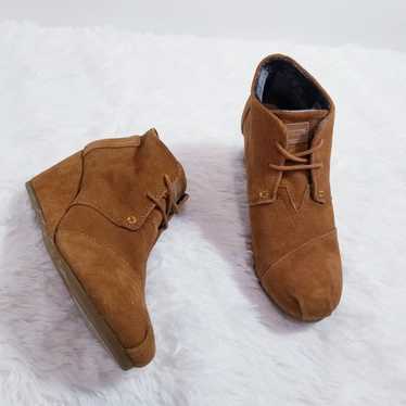Toms Suede Wedge Desert Ankle Boots