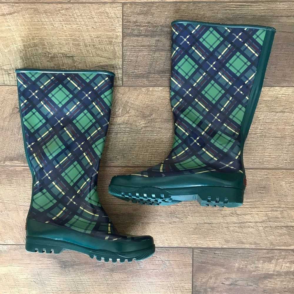 Sperry Plaid Waterproof Rubber Rain Boots - image 1