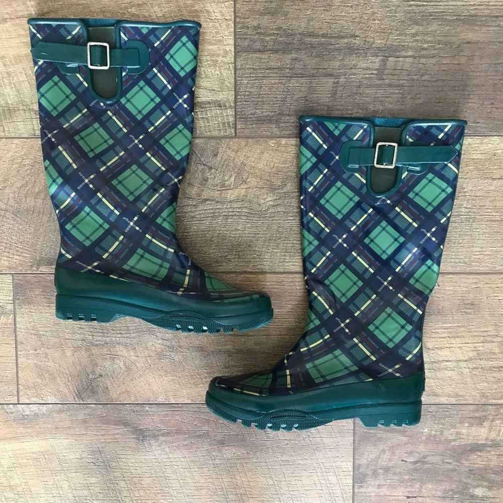 Sperry Plaid Waterproof Rubber Rain Boots - image 2