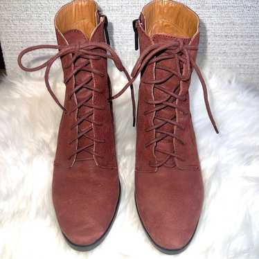 Lucky Brand Persee Leather Lace Up Stacked Block … - image 1
