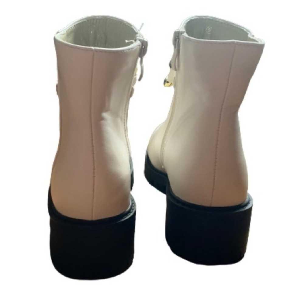 Nicole Miller White Platform Ankle Boots Faux Lea… - image 5