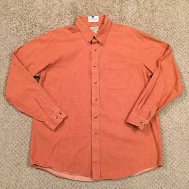 Vintage LL Bean Shirt Mens Large Orange Long Slee… - image 1