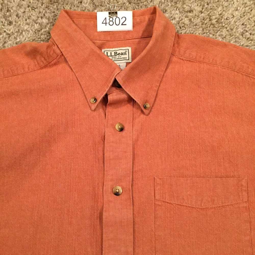 Vintage LL Bean Shirt Mens Large Orange Long Slee… - image 3