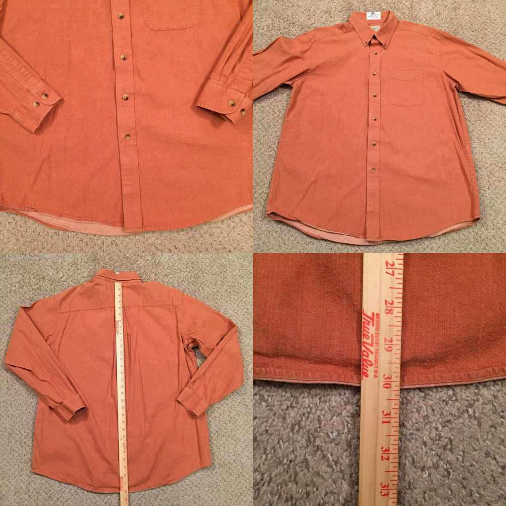 Vintage LL Bean Shirt Mens Large Orange Long Slee… - image 4