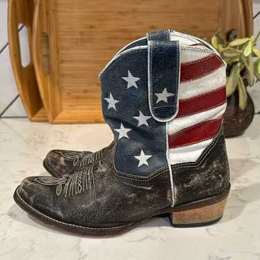 Ropers USA Flag Boots Low cut distressed western c