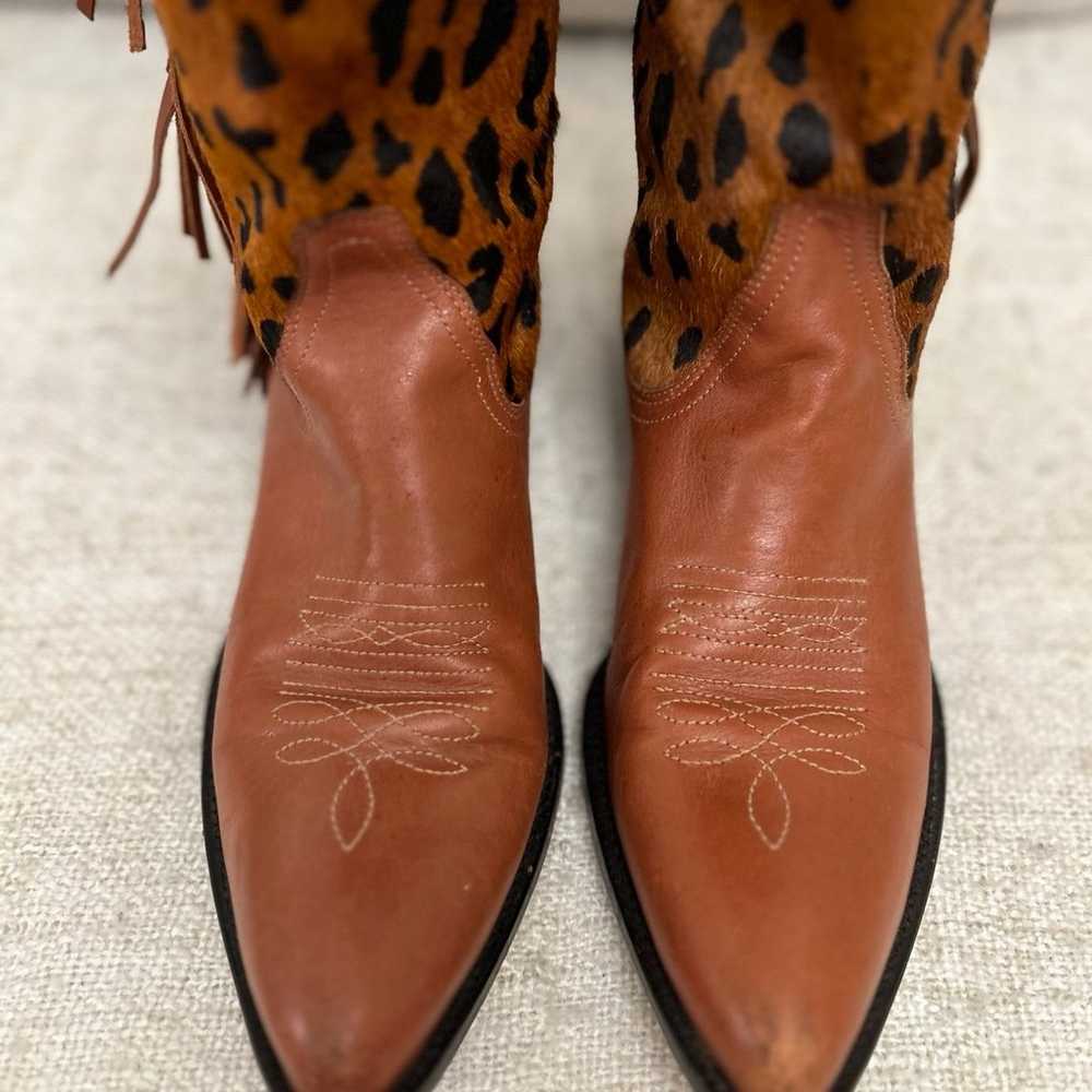 Naked Feet Leopard Fringe Cowboy Boots Horse Hair… - image 4