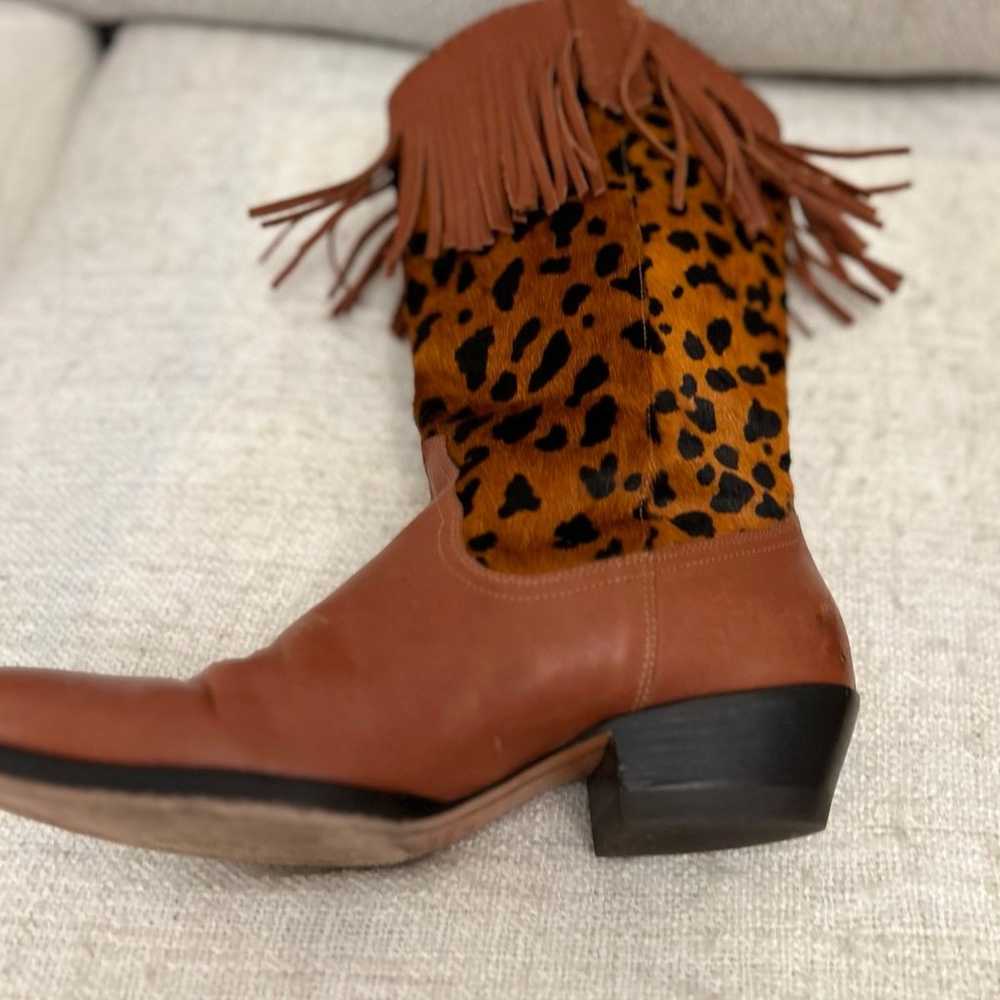 Naked Feet Leopard Fringe Cowboy Boots Horse Hair… - image 5