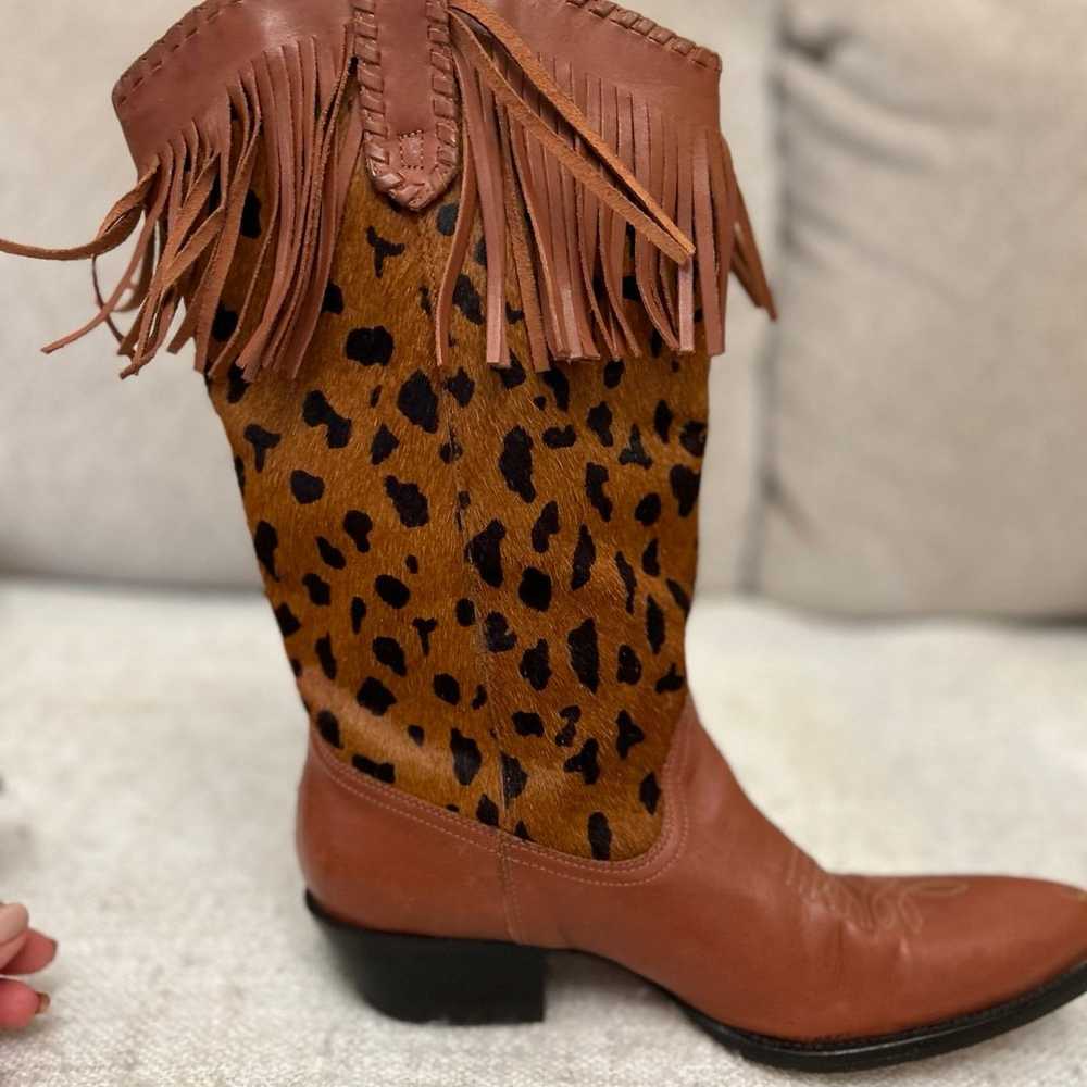 Naked Feet Leopard Fringe Cowboy Boots Horse Hair… - image 8