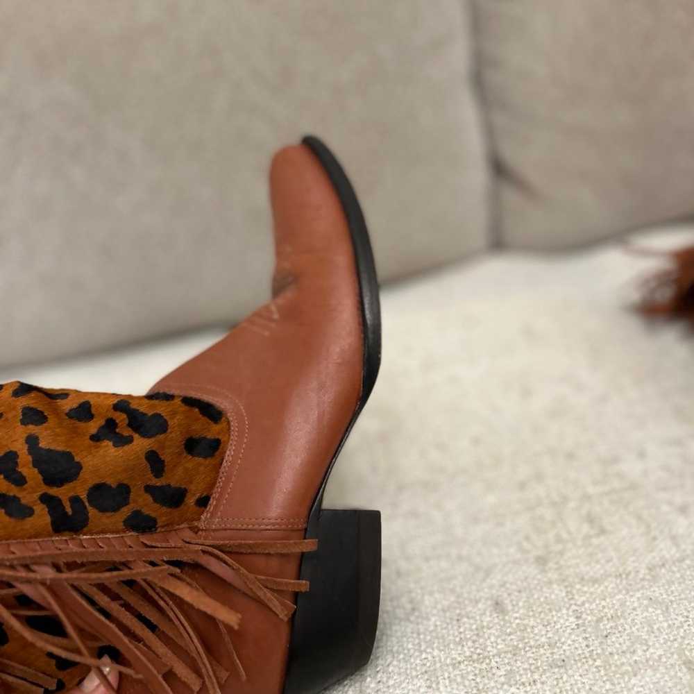 Naked Feet Leopard Fringe Cowboy Boots Horse Hair… - image 9