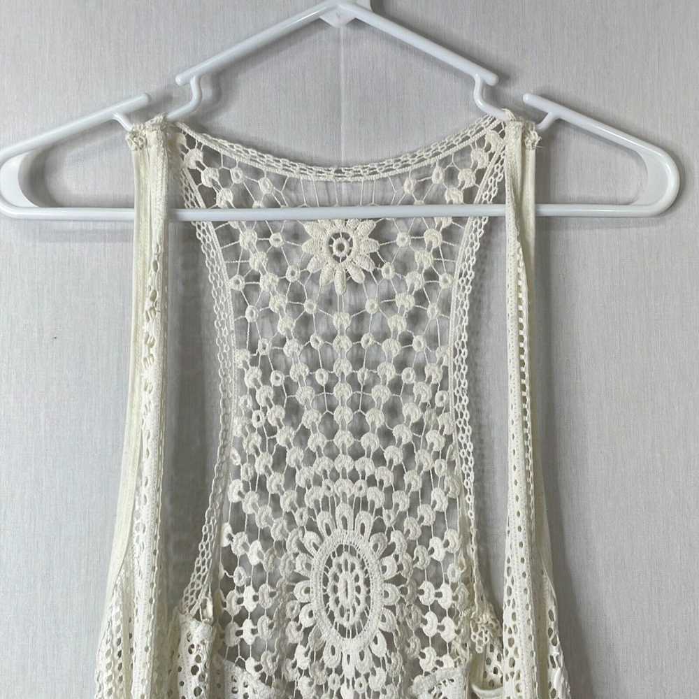 Vintage Xhilaration Womens White Crochet Stretch … - image 3