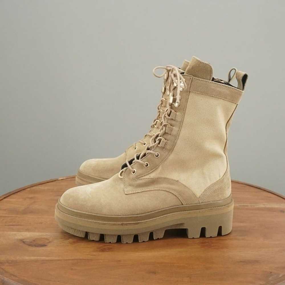 Allsaints Womens Beth Military Boots Beige Canvas… - image 5