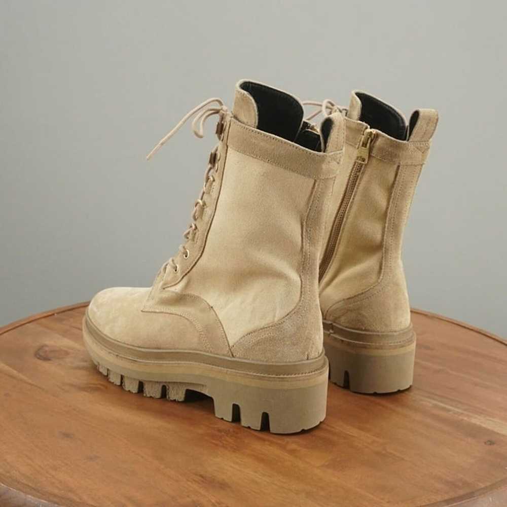 Allsaints Womens Beth Military Boots Beige Canvas… - image 6