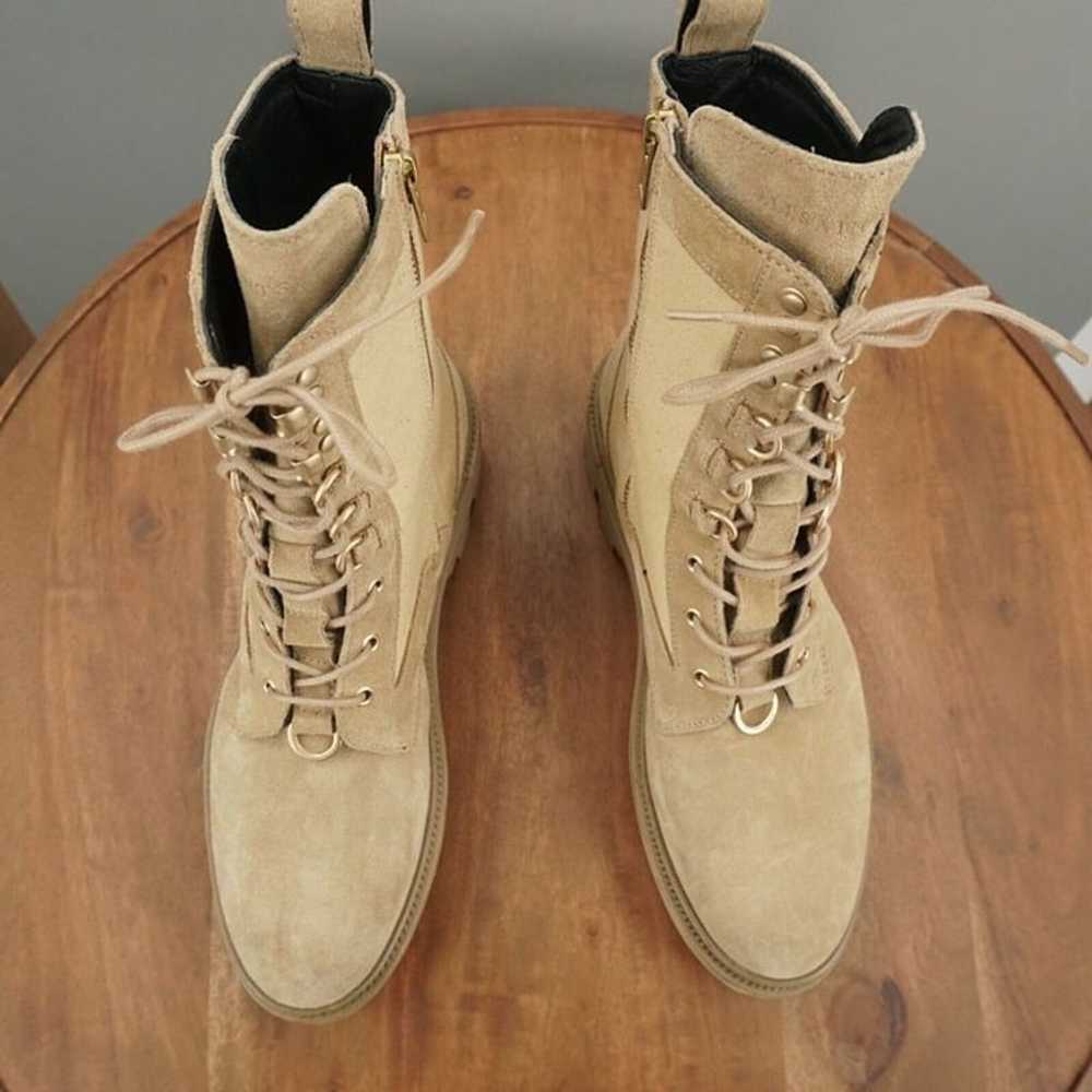 Allsaints Womens Beth Military Boots Beige Canvas… - image 8