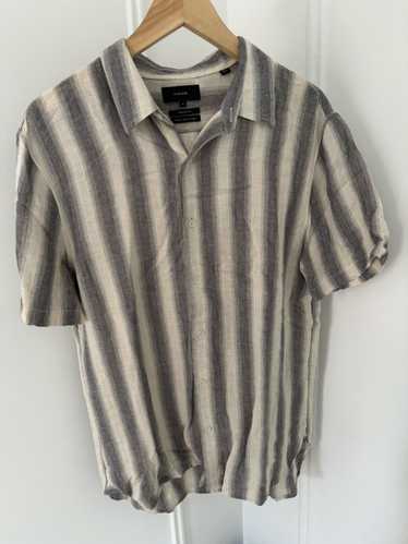 Vince VINCE white/gray striped short sleeve button