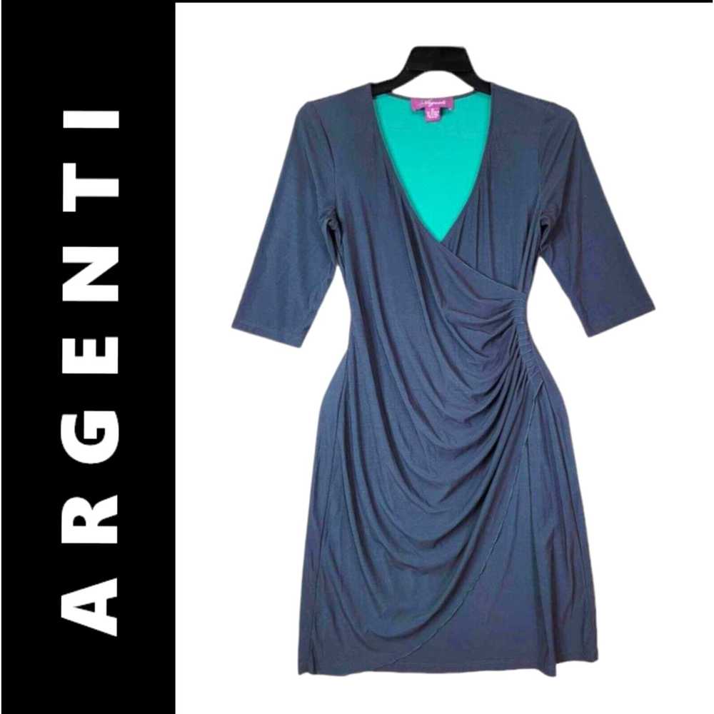 Vintage Argenti Turquoise Dress Size 10 Women 3/4… - image 1