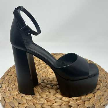 Schutz Elsie Black Leather Platform Sandal Size 7.