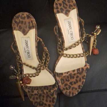 Jimmy Choo Leopard Print Open Toe Sandals