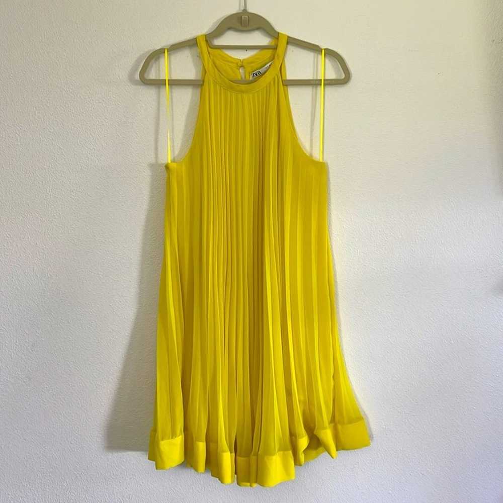 Zara Sleeveless High Neck Pleated Tent Dress Neon… - image 2