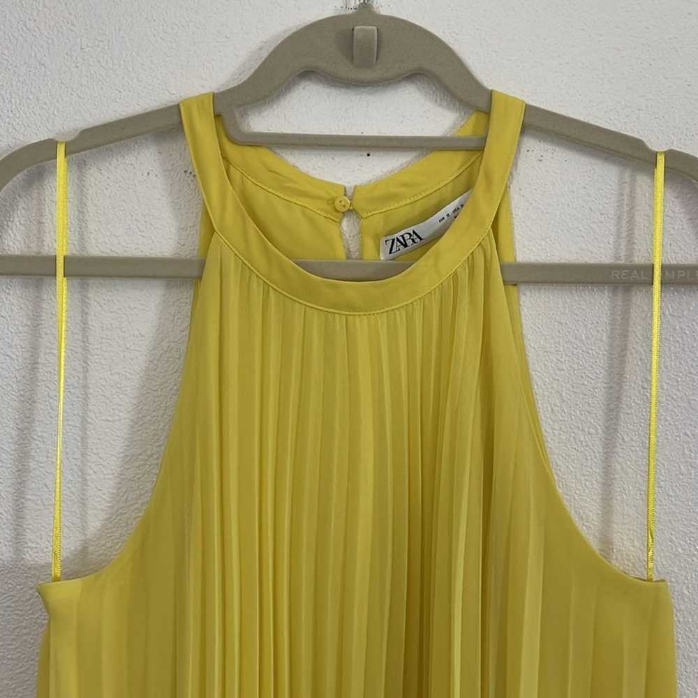 Zara Sleeveless High Neck Pleated Tent Dress Neon… - image 4