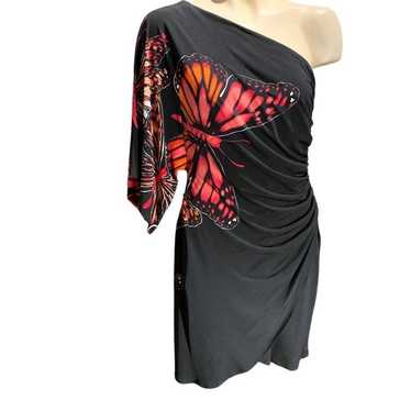 Bisou Bisou Woman's Size One Shoulder Butterfly Dr