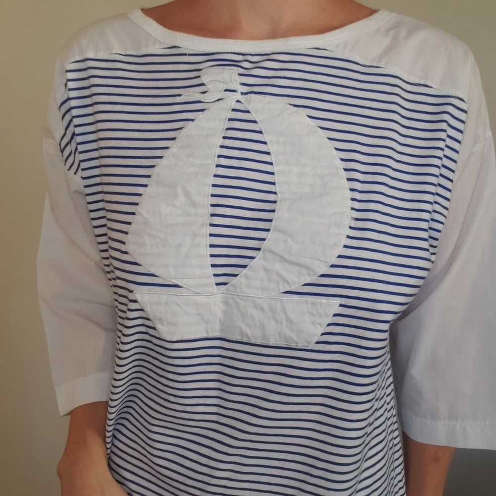Vintage Cotton Boat Neck Long Sleeve Mini Dress N… - image 3