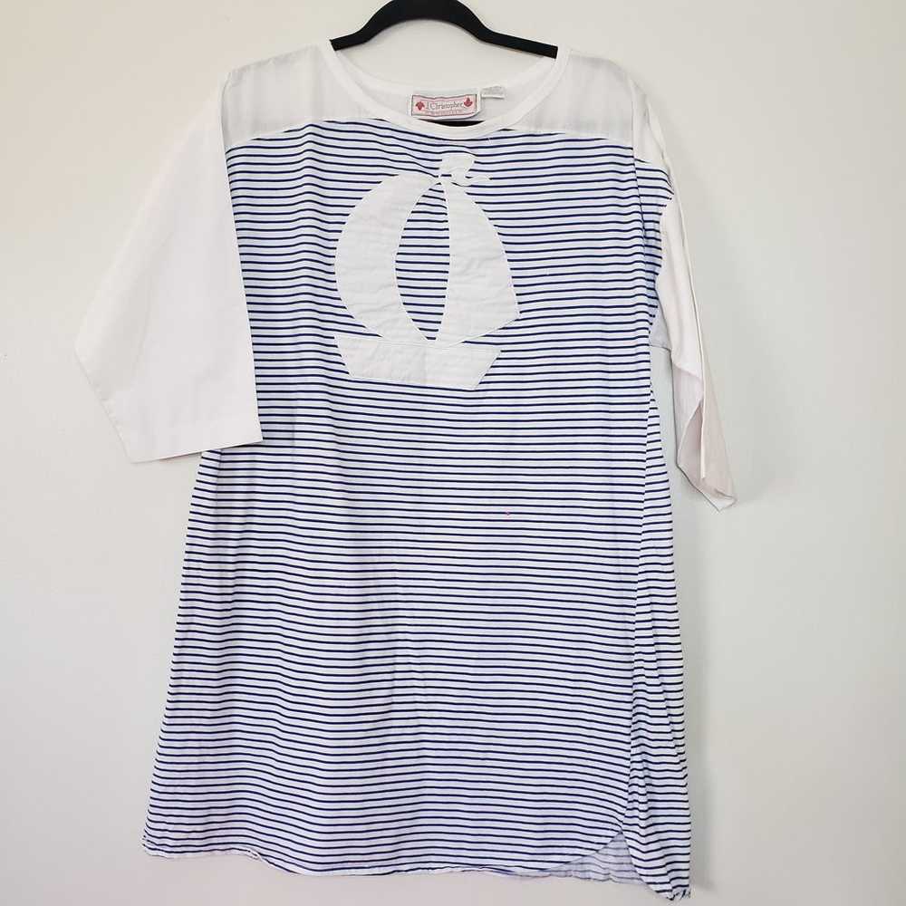 Vintage Cotton Boat Neck Long Sleeve Mini Dress N… - image 5